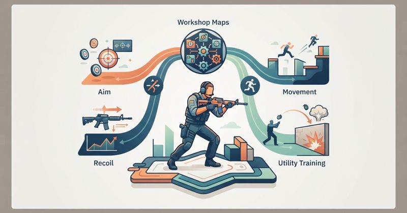Workshop mapy pro CS2: aim, recoil, movement a utility trénink na jednom místě